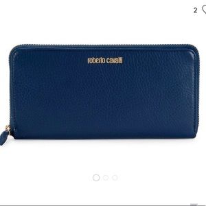 Roberto Cavalli Italian Blue Leather Wallet